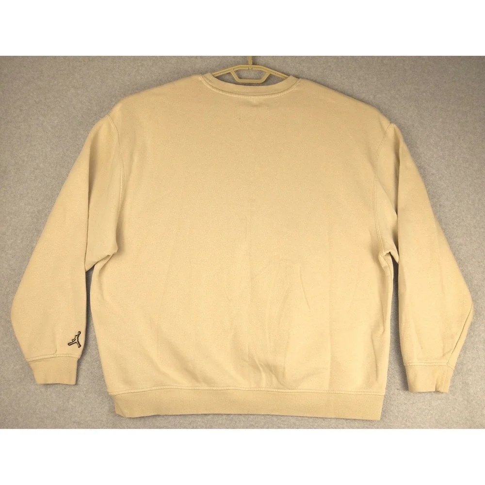 Jordan Essentials Plaid Logo Crewneck Sweatshirt Tan Beige DV1574-206 Mens 2XL